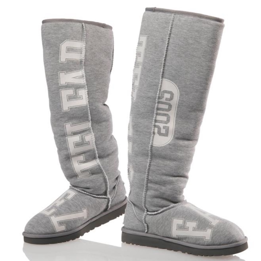 UGG X TELFAR EXTRA TALL SLOUCHY GREY & WHITE FLEECE UGG BOOTS